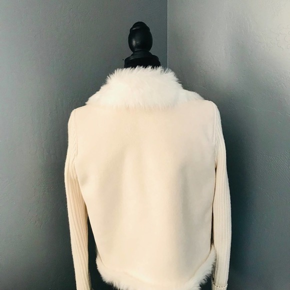 Montanaco Beige Faux Fur Sweater Jacket Size Small - Picture 5 of 6